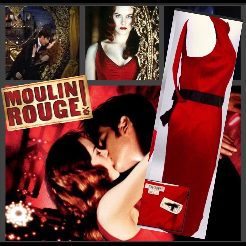 Vintage Kay Unger Red Silk Cocktail Dress - Picture 2 of 3